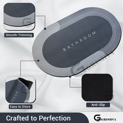 3.5mm Anti-Skid Water Soaking Bathroom Floor Mat – Grey | Soft, Quick-Dry & Non-Slip Mat