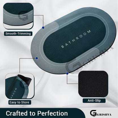 3.5mm Anti-Skid Water Soaking Bathroom Floor Mat – Green   | Soft, Quick-Dry & Non-Slip Mat