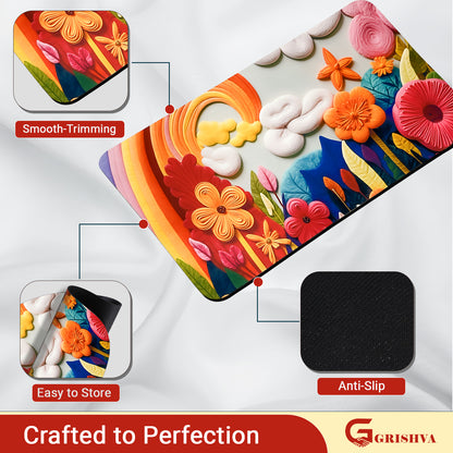 Grishva Premium Anti-Skid 3D Cloud Print Rubber Bath Mat – Soft, Water-Absorbent & Durable Design