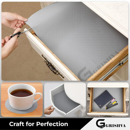 Waterproof Drawer Cabinet & Almirah Mat | Non-Slip, Washable & Cuttable Liner Mat for Shelves, Kitchen & Wardrobe(Grey)