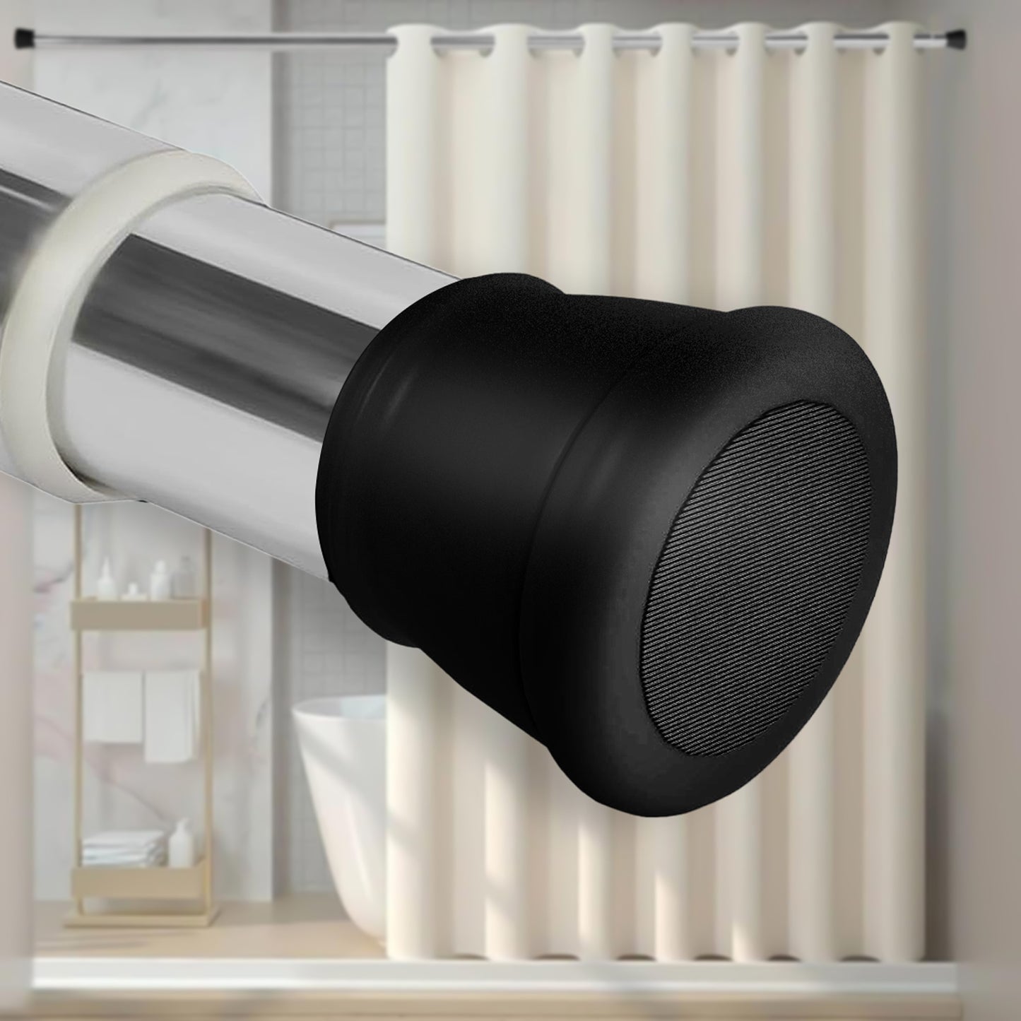 GRISHVA® Extendable Shower Curtain Rod  | Stainless Steel Tension Rod | No-Drill, Anti-Skid Spring Pull Curtain Rod for Bathroom, Kitchen & Windows