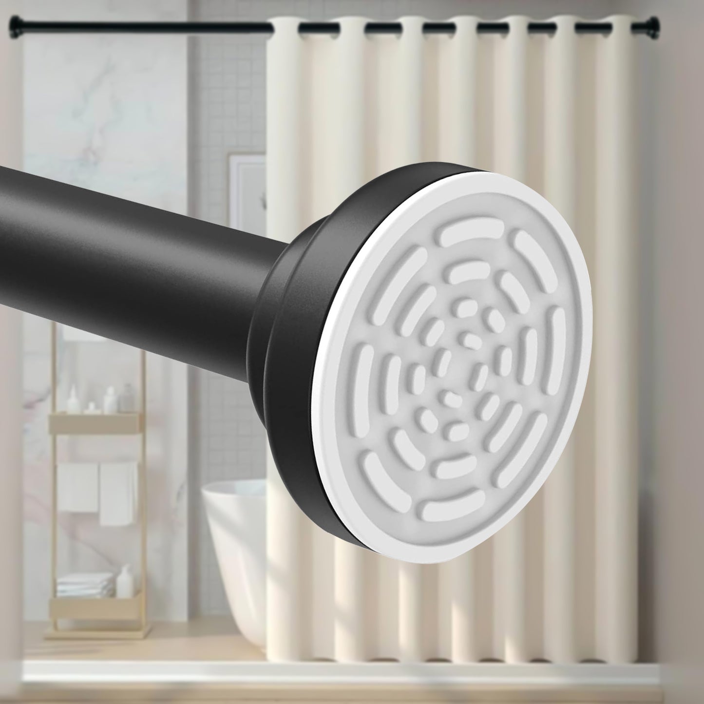 Grishva® Adjustable Extendable Shower Curtain Rod | Stainless Steel Tension Rod | No-Drill, Anti-Skid Spring Pull Rod for Bathroom, Kitchen & Windows  (Curtain Rods No Drilling for Wall)