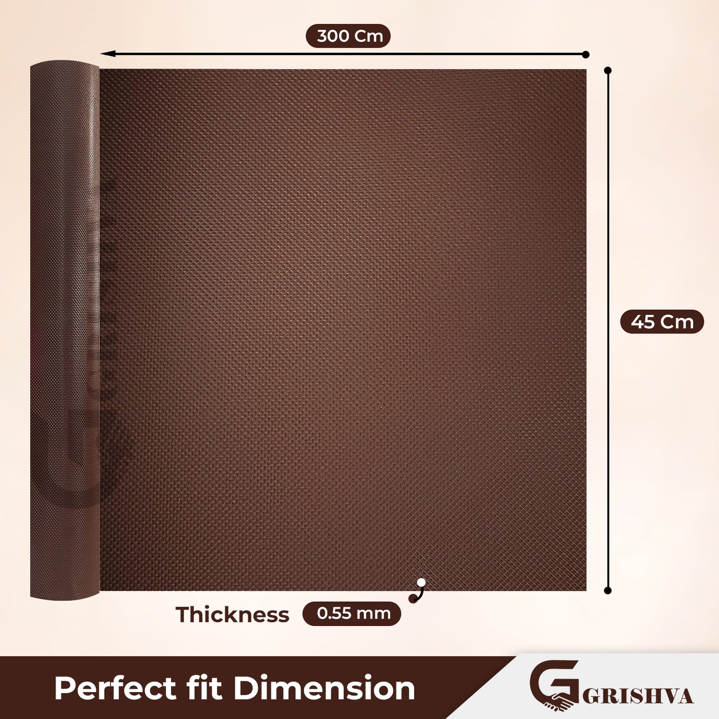 Waterproof Drawer Cabinet & Almirah Mat | Non-Slip, Washable & Cuttable Liner Mat for Shelves, Kitchen & Wardrobe(Coffee)