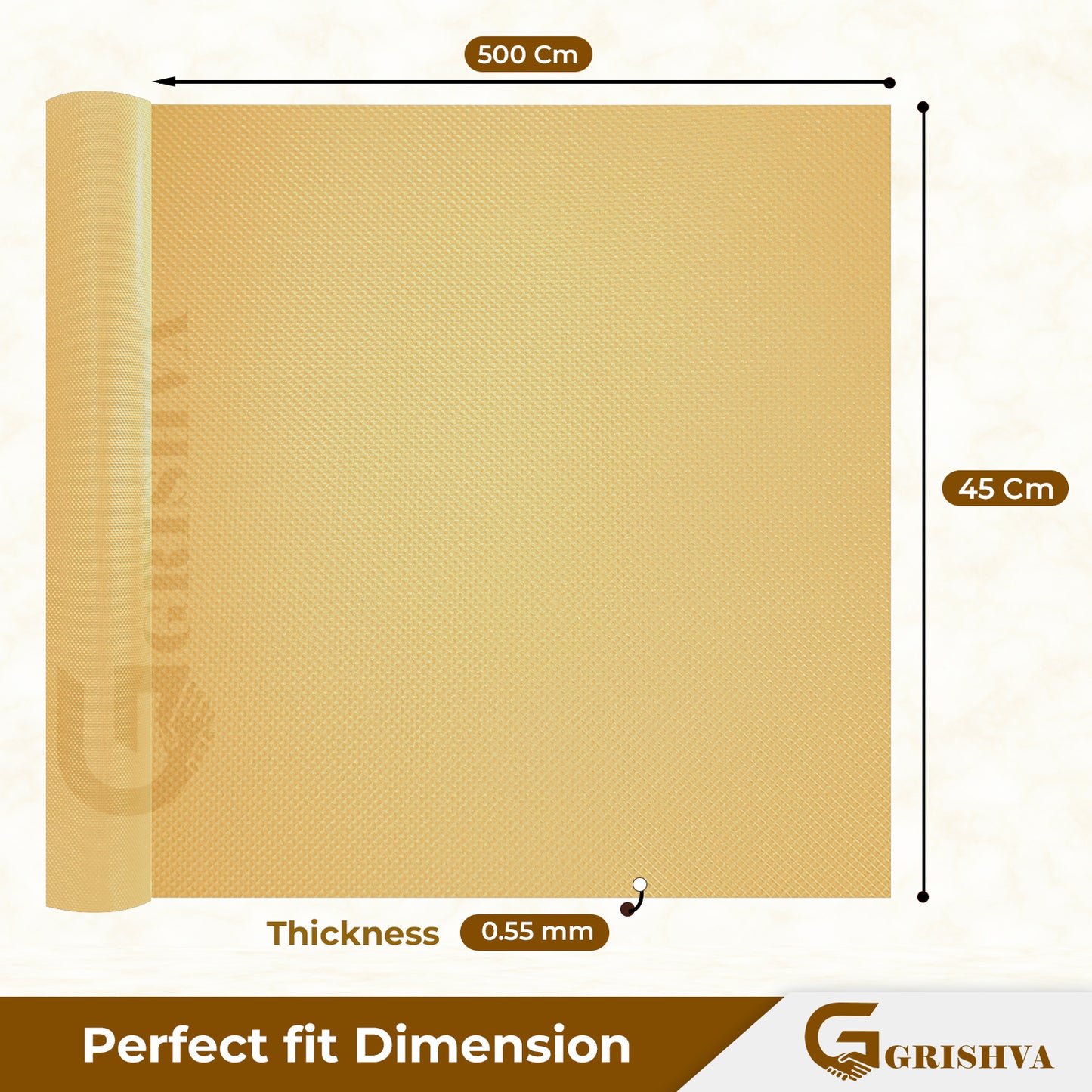 Waterproof Drawer Cabinet & Almirah Mat | Non-Slip, Washable & Cuttable Liner Mat for Shelves, Kitchen & Wardrobe(Beige)