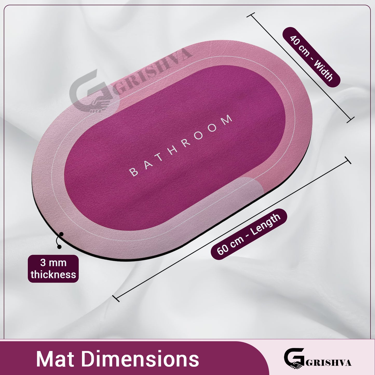 3.5mm Anti-Skid Water Soaking Bathroom Floor Mat – Pink  | Soft, Quick-Dry & Non-Slip Mat