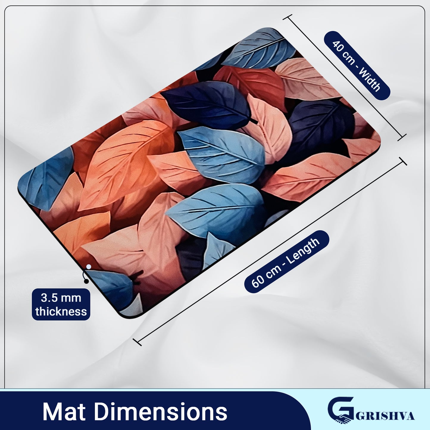 Grishva Premium Anti-Skid 3D  Pink Leaf  Bath Mat – Soft, Water-Absorbent & Durable Design