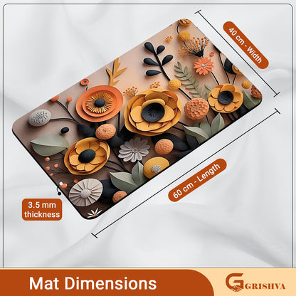 Grishva Premium Anti-Skid 3D Yellow Flower Rubber Bath Mat – Soft, Water-Absorbent & Durable Design