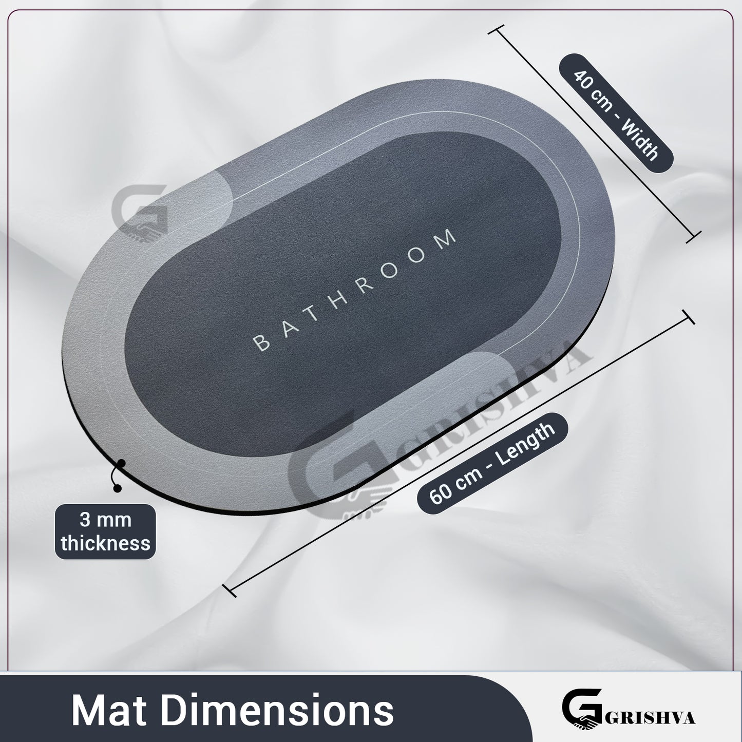 3.5mm Anti-Skid Water Soaking Bathroom Floor Mat – Grey | Soft, Quick-Dry & Non-Slip Mat