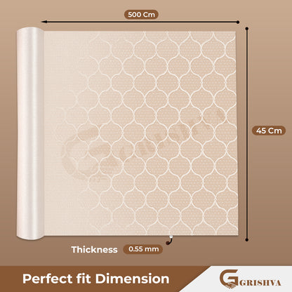 Waterproof Drawer Cabinet & Almirah Mat | Non-Slip, Washable & Cuttable Liner Mat for Shelves, Kitchen & Wardrobe(White-Net)