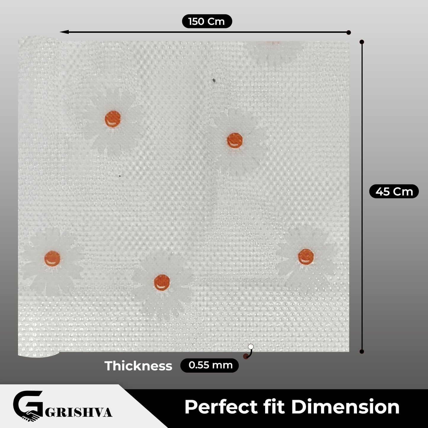 Waterproof Drawer Cabinet & Almirah Mat | Non-Slip, Washable & Cuttable Liner Mat for Shelves, Kitchen & Wardrobe(White-Flower )