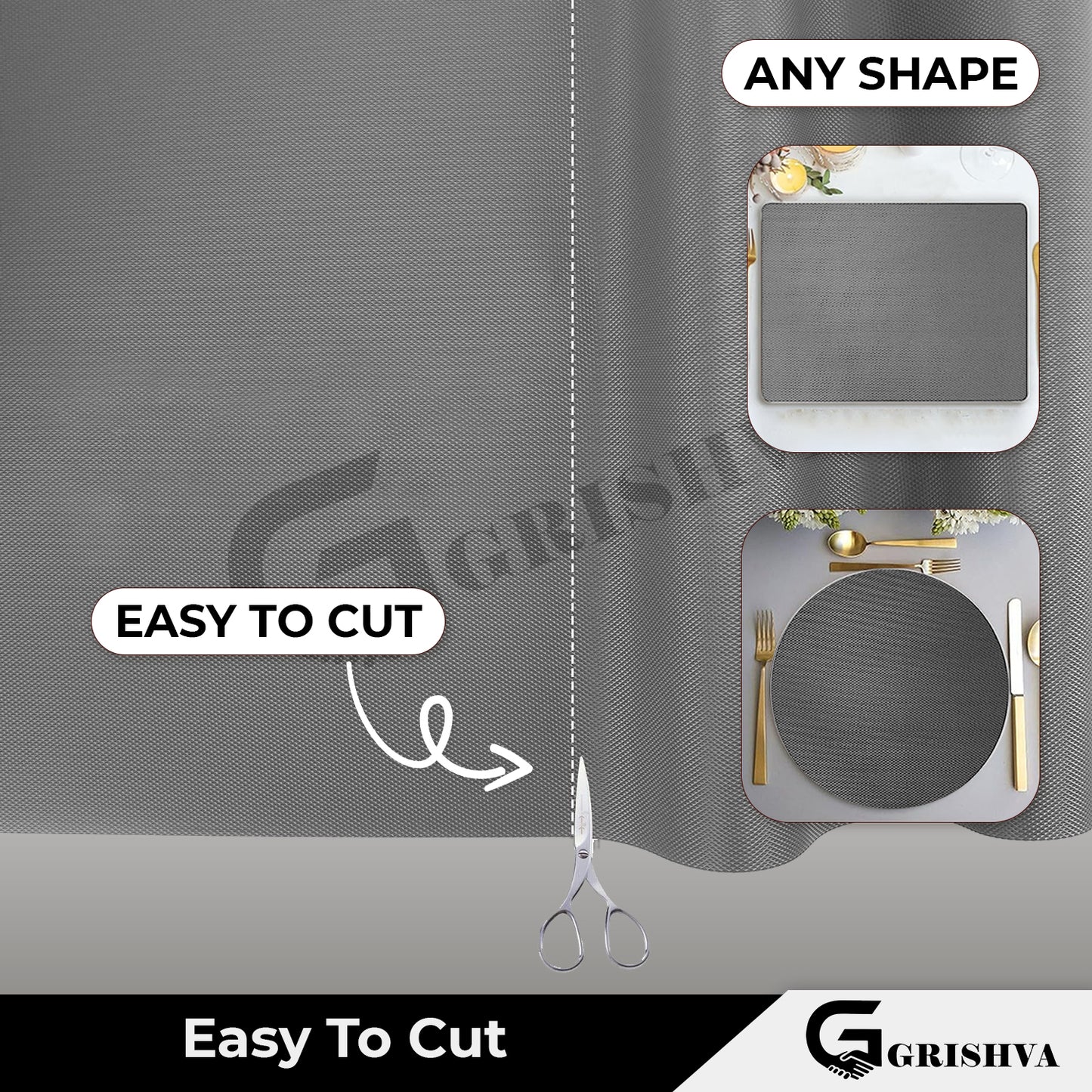 Waterproof Drawer Cabinet & Almirah Mat | Non-Slip, Washable & Cuttable Liner Mat for Shelves, Kitchen & Wardrobe(Grey)