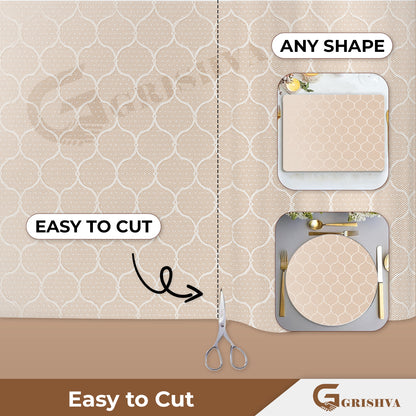 Waterproof Drawer Cabinet & Almirah Mat | Non-Slip, Washable & Cuttable Liner Mat for Shelves, Kitchen & Wardrobe(White-Net)