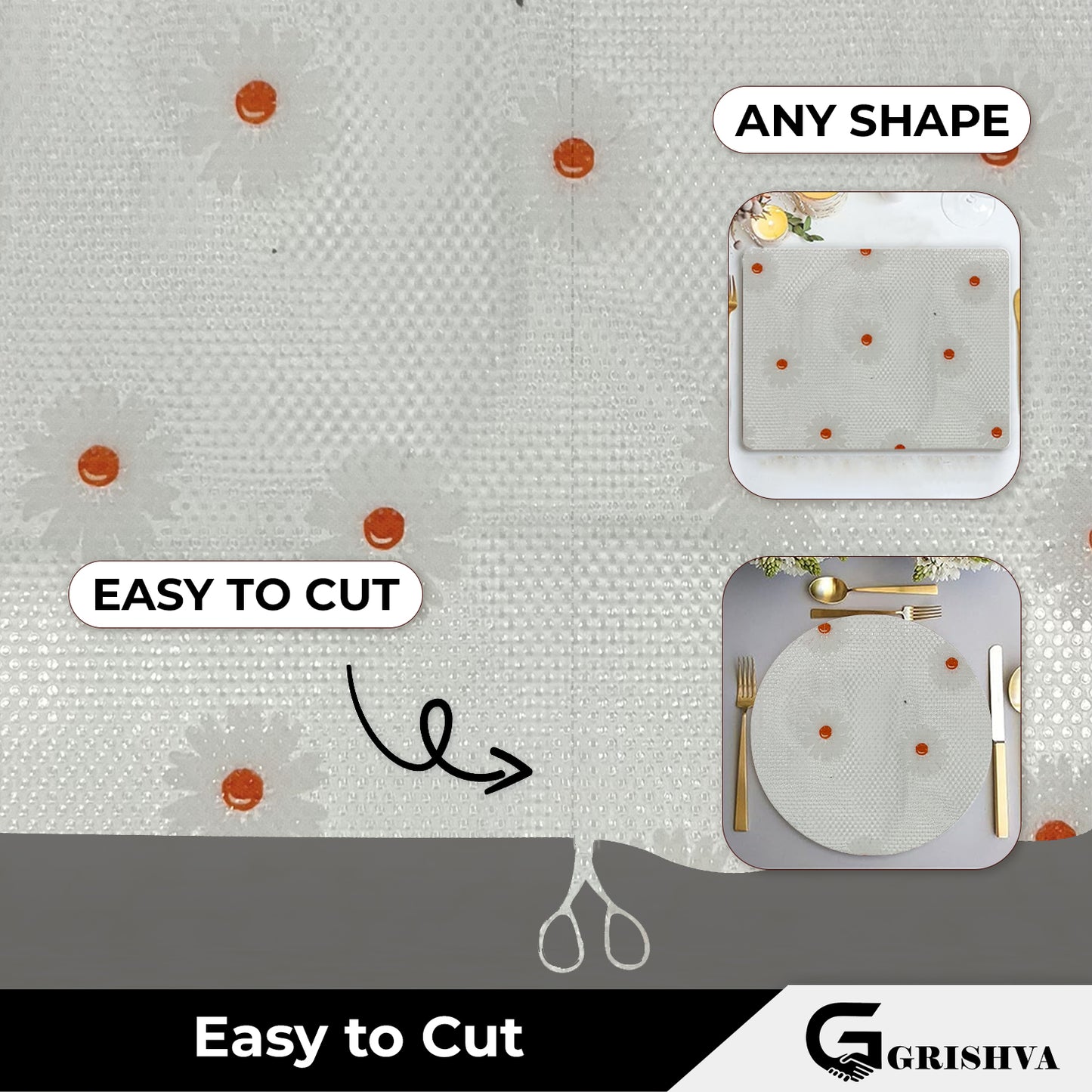 Waterproof Drawer Cabinet & Almirah Mat | Non-Slip, Washable & Cuttable Liner Mat for Shelves, Kitchen & Wardrobe(White-Flower )