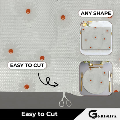 Waterproof Drawer Cabinet & Almirah Mat | Non-Slip, Washable & Cuttable Liner Mat for Shelves, Kitchen & Wardrobe(White-Flower )