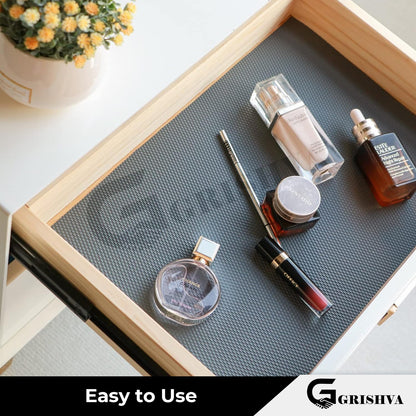 Waterproof Drawer Cabinet & Almirah Mat | Non-Slip, Washable & Cuttable Liner Mat for Shelves, Kitchen & Wardrobe(Grey)