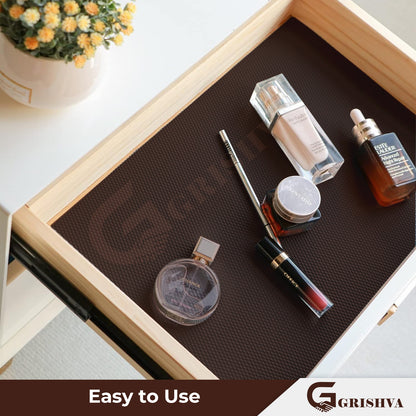 Waterproof Drawer Cabinet & Almirah Mat | Non-Slip, Washable & Cuttable Liner Mat for Shelves, Kitchen & Wardrobe(Coffee)