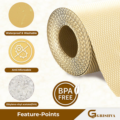 Waterproof Drawer Cabinet & Almirah Mat | Non-Slip, Washable & Cuttable Liner Mat for Shelves, Kitchen & Wardrobe(Beige)