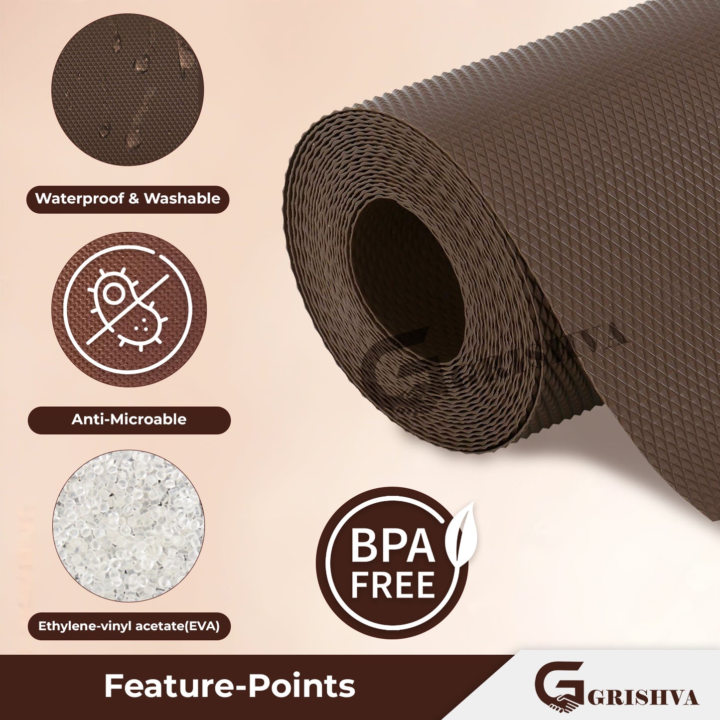 Waterproof Drawer Cabinet & Almirah Mat | Non-Slip, Washable & Cuttable Liner Mat for Shelves, Kitchen & Wardrobe(Coffee)