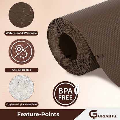 Waterproof Drawer Cabinet & Almirah Mat | Non-Slip, Washable & Cuttable Liner Mat for Shelves, Kitchen & Wardrobe(Coffee)