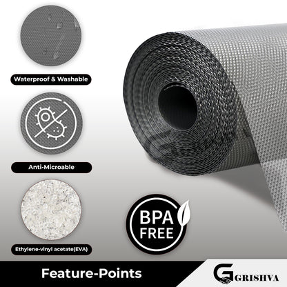 Waterproof Drawer Cabinet & Almirah Mat | Non-Slip, Washable & Cuttable Liner Mat for Shelves, Kitchen & Wardrobe(Grey)