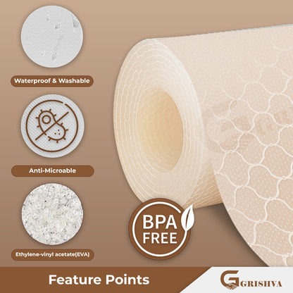 Waterproof Drawer Cabinet & Almirah Mat | Non-Slip, Washable & Cuttable Liner Mat for Shelves, Kitchen & Wardrobe(White-Net)