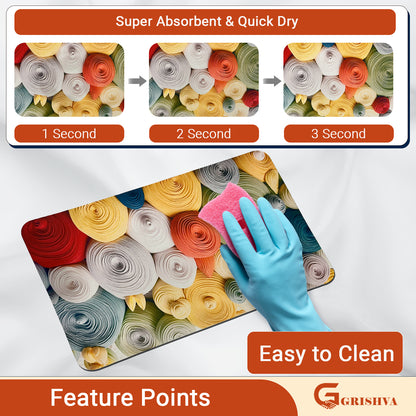 Grishva Premium Anti-Skid 3D Foam Print   Bath Mat – Soft, Water-Absorbent & Durable Design