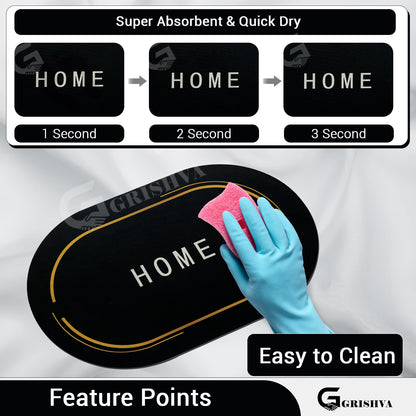 Premium 3.5mm Golden Black Anti-Skid Water Soaking Home Mat – Soft, Quick-Dry & Durable for Bathroom or Floor Use