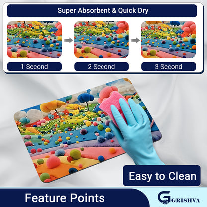 Grishva Premium Anti-Skid 3D Rainbow  Print   Bath Mat – Soft, Water-Absorbent & Durable Design