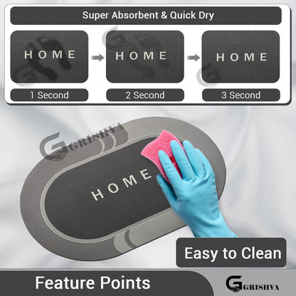 Premium 3.5mm Grey Anti-Skid Water Soaking Home Mat – Soft, Quick-Dry & Durable for Bathroom or Floor Use