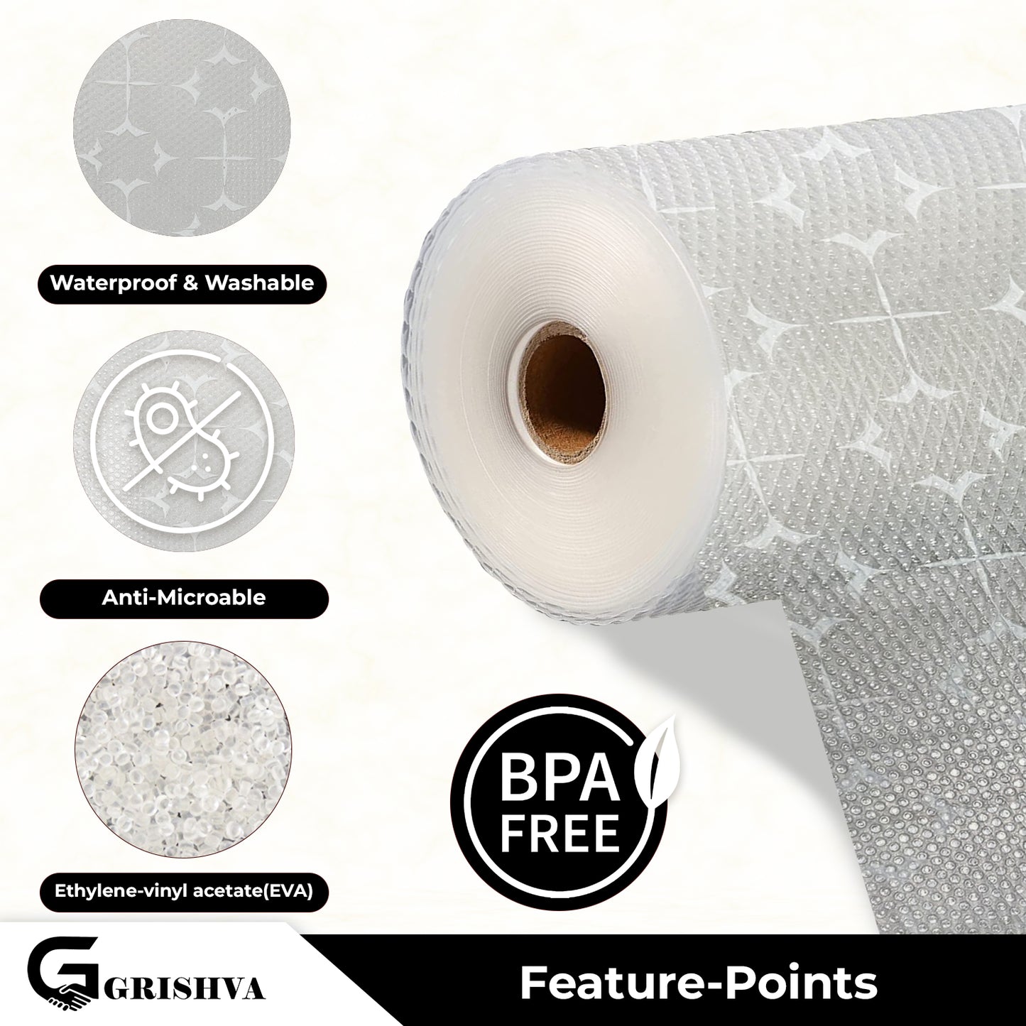 Waterproof Drawer Cabinet & Almirah Mat | Non-Slip, Washable & Cuttable Liner Mat for Shelves, Kitchen & Wardrobe(White-Star)