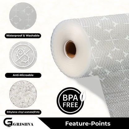 Waterproof Drawer Cabinet & Almirah Mat | Non-Slip, Washable & Cuttable Liner Mat for Shelves, Kitchen & Wardrobe(White-Star)