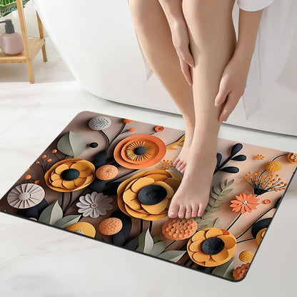 Grishva Premium Anti-Skid 3D Foam Print   Bath Mat – Soft, Water-Absorbent & Durable Design