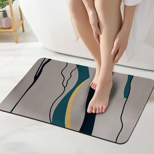 Grishva Premium Anti-Skid 3D Grey Liner   Bath Mat – Soft, Water-Absorbent & Durable Design