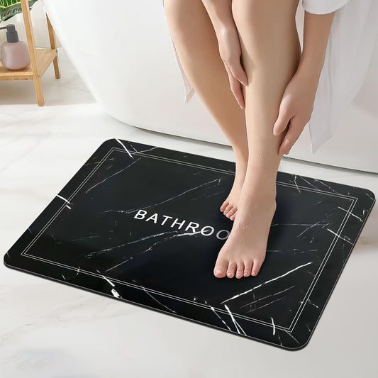 (3.5mm) Anti-Skid Water Soaking Black  Marble Print Door Mat – Soft, Quick-Dry & Durable Water Absorbent Floor Mat (40x60cm)