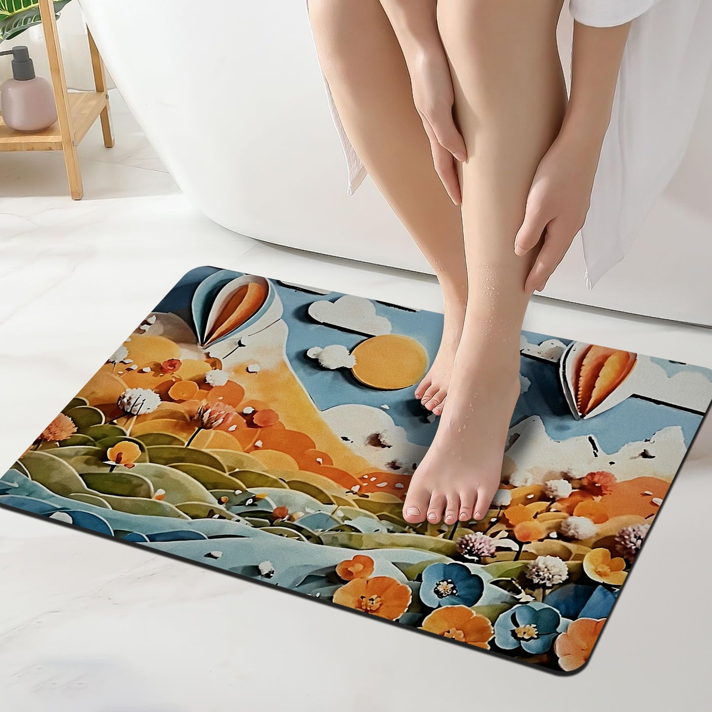 Grishva Premium Anti-Skid 3D Foam Print   Bath Mat – Soft, Water-Absorbent & Durable Design