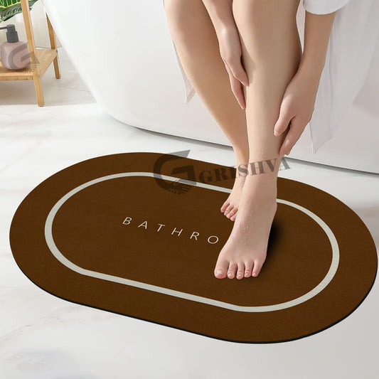 3.5mm Anti-Skid Water Soaking Bathroom Floor Mat – Brown  | Soft, Quick-Dry & Non-Slip Mat