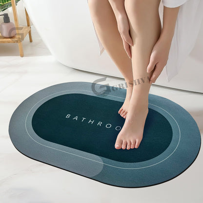 3.5mm Anti-Skid Water Soaking Bathroom Floor Mat – Green   | Soft, Quick-Dry & Non-Slip Mat