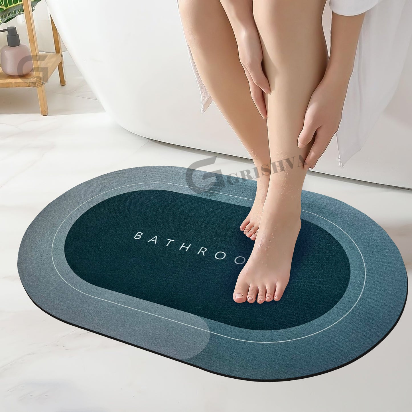 3.5mm Anti-Skid Water Soaking Bathroom Floor Mat – Navy Blue | Soft, Quick-Dry & Non-Slip Mat