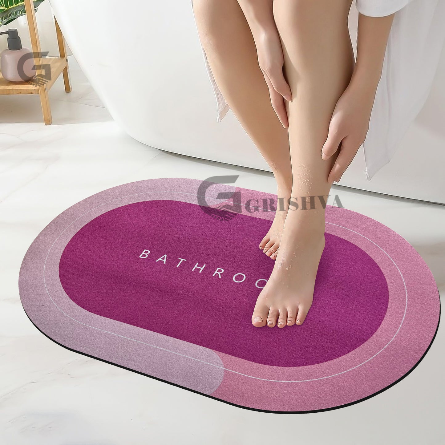 3.5mm Anti-Skid Water Soaking Bathroom Floor Mat – Pink  | Soft, Quick-Dry & Non-Slip Mat