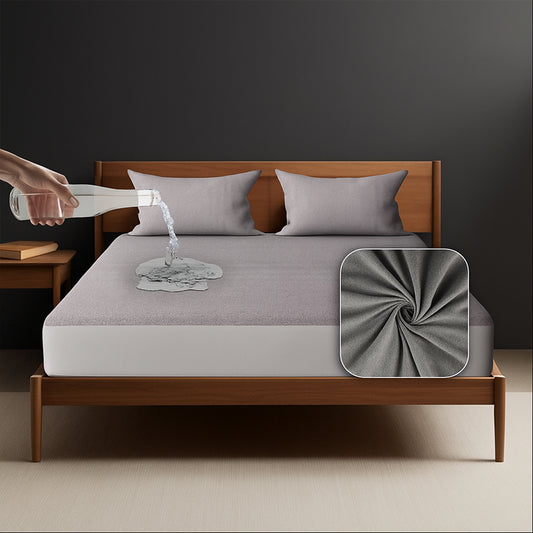 Waterproof Mattress Protector | Soft Cotton, Breathable & Noiseless Bed Cover for Complete Protection(Grey)