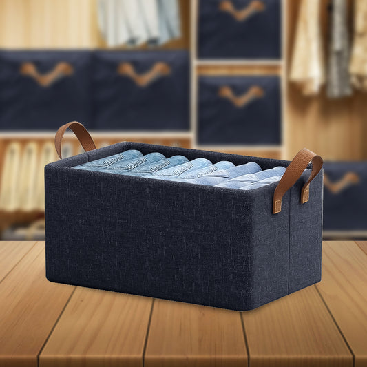 Grishva® Foldable Wardrobe Organizer Box with Handle | Large Storage Basket for Clothes, Toys, Blankets & More | Closet Drawer Storage Box | Space-Saving & Durable Design