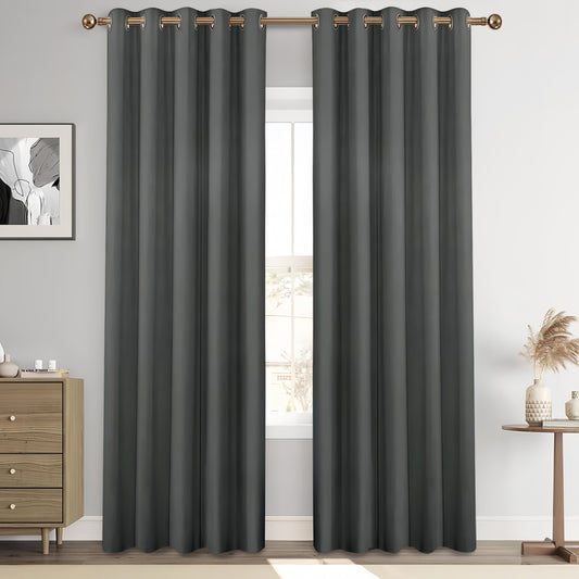 Blackout Long Door Curtain  | 90-95% Room Darkening Thermal Insulated Curtain | Plain Printed Grey Curtain for Living Room