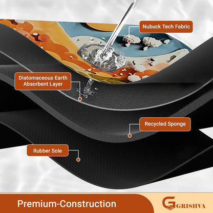 Grishva Premium Anti-Skid 3D Mountain  Print   Bath Mat – Soft, Water-Absorbent & Durable Design