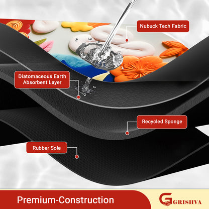Grishva Premium Anti-Skid 3D Cloud Print Rubber Bath Mat – Soft, Water-Absorbent & Durable Design