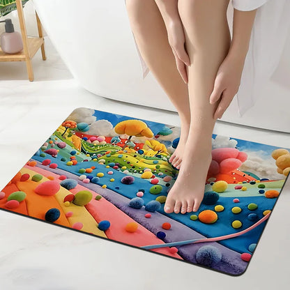 Grishva Premium Anti-Skid 3D Yellow Flower Rubber Bath Mat – Soft, Water-Absorbent & Durable Design