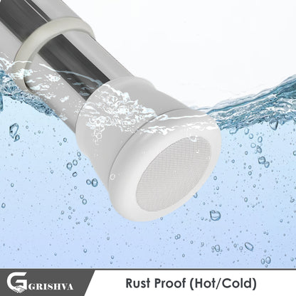 GRISHVA® Extendable Shower Curtain Rod  | Stainless Steel Tension Rod | No-Drill, Anti-Skid Spring Pull Curtain Rod for Bathroom, Kitchen & Windows