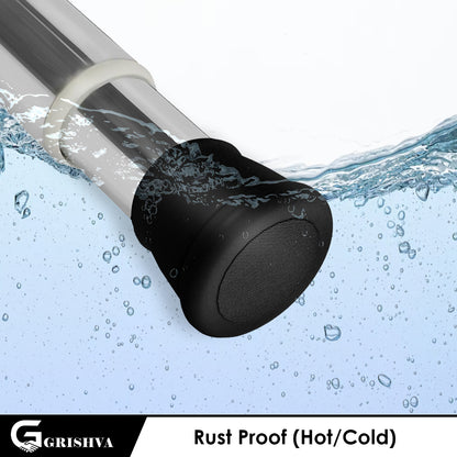 GRISHVA® Extendable Shower Curtain Rod  | Stainless Steel Tension Rod | No-Drill, Anti-Skid Spring Pull Curtain Rod for Bathroom, Kitchen & Windows