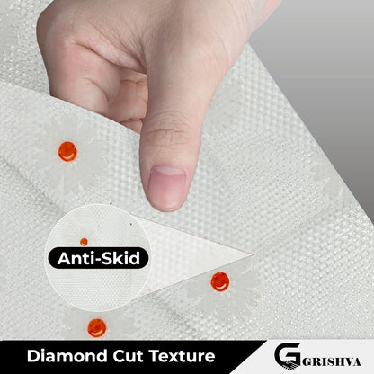 Waterproof Drawer Cabinet & Almirah Mat | Non-Slip, Washable & Cuttable Liner Mat for Shelves, Kitchen & Wardrobe(White-Flower )