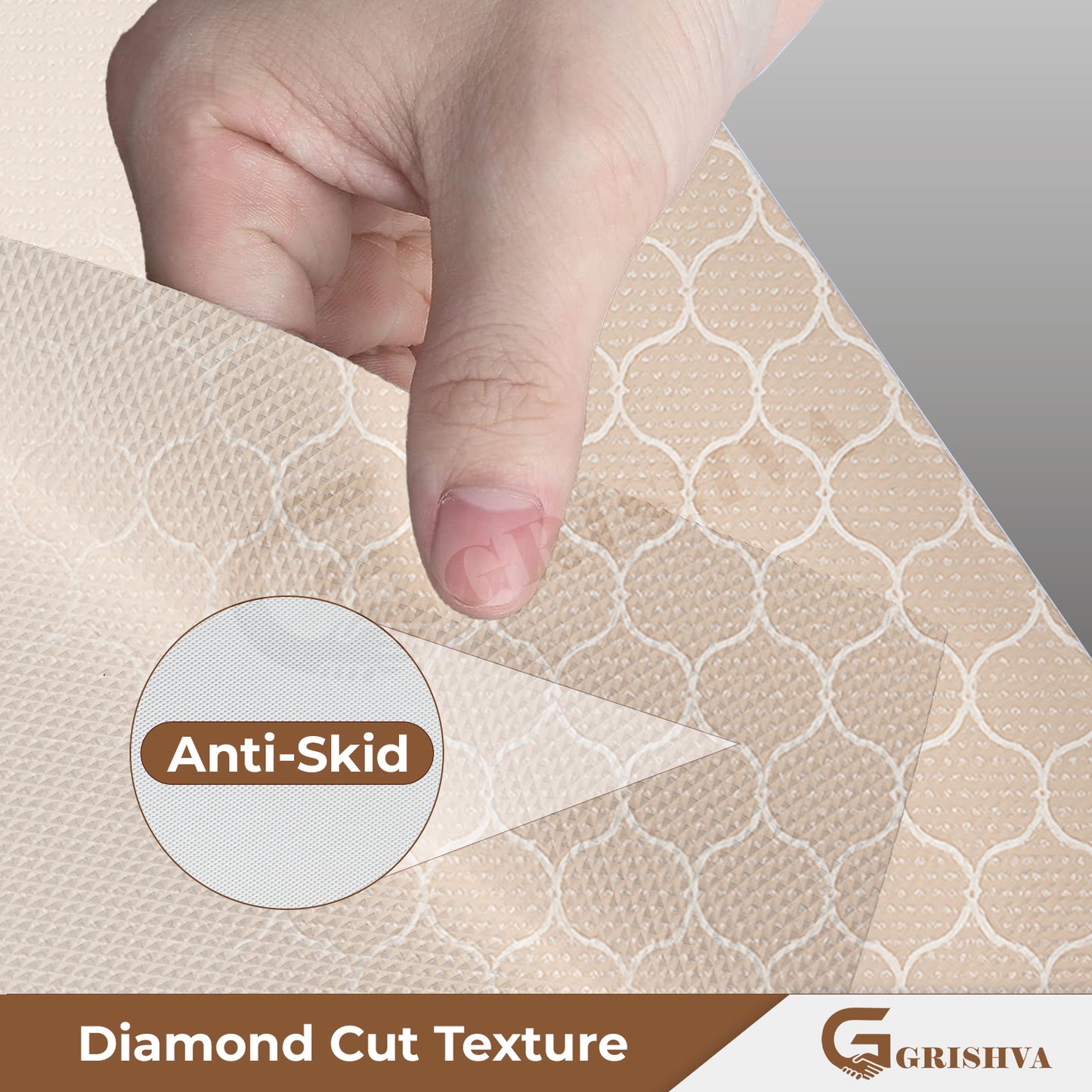 Waterproof Drawer Cabinet & Almirah Mat | Non-Slip, Washable & Cuttable Liner Mat for Shelves, Kitchen & Wardrobe(White-Net)