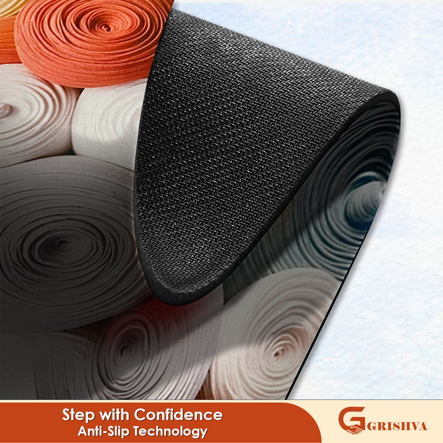 Grishva Premium Anti-Skid 3D Foam Print   Bath Mat – Soft, Water-Absorbent & Durable Design